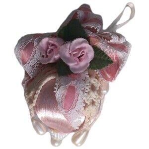 White Fabric Covered Plastic Ball Ornament Christmas Tree Decoration